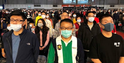 Trabajadores de Foxconn, el 22 de enero en Taipei (Taiwán).