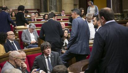 Puigdemont, en el Parlament, la semana pasada.