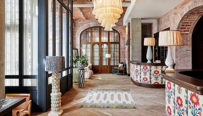 El vestíbulo del Soho House Barcelona.