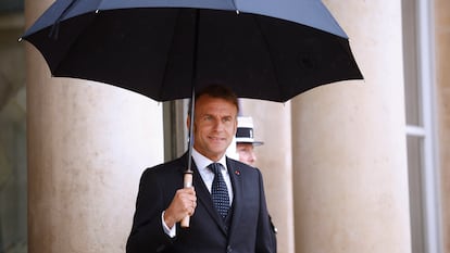 El presidente francés, este jueves en el Palacio del Elíseo.