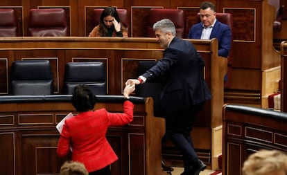 El ministro del Interior, Fernando Grande-Marlaska, en el pleno celebrado este jueves en el Congreso de los Diputados.