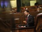 21/10/2020 El presidente de VOX, Santiago Abascal, interviene durante el pleno en el que se debate la moción de censura planteada por Vox, en el Congreso de los Diputados, Madrid (España), a 21 de octubre de 2020. Se trata de la quinta moción de censura que se debate desde la recuperación de la democracia en 1978, una iniciativa con la que Vox busca sustituir a Pedro Sánchez en la Presidencia del Gobierno, pero que nace abocada al fracaso. De hecho, es la que menos apoyos suscita de todas las que se han debatido hasta ahora.
POLITICA 
EUROPA PRESS/E. Parra. POOL - Europa Press
