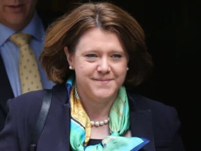 La ministra de Cultura británica, Maria Miller, tras una reunión del gabinete el 8 de abril.
