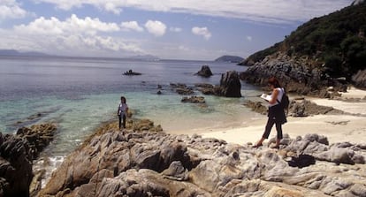 La playa de Melide, en la isla de Ons, Galicia.