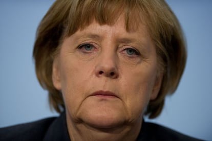 La canciller alemana Angela Merkel durante una conferencia de prensa en Berlín, el 14 de junio.