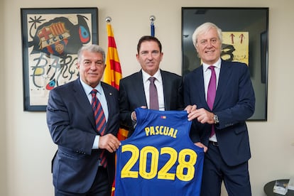 Joan Laporta, Xavi Pascual y Josep Cubells