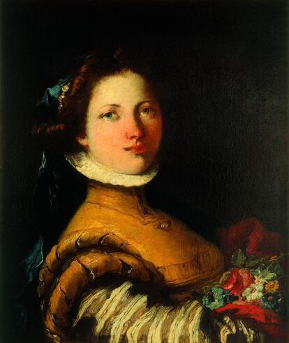'Retrato de joven con lazo azul en la cabeza', c. 1768