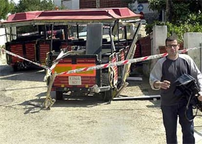 Estado en el que quedó el tren turístico tras el accidente.