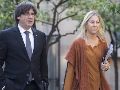 El president Puigdemont i la consellera Munté, aquest dimecres.