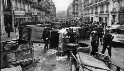 Imagen de París durante las protestas de mayo de 1968.