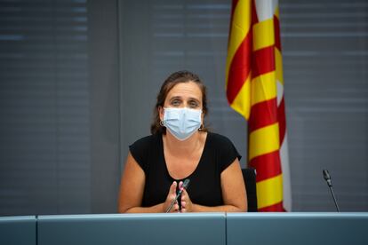 La concejal de Salud del Ayuntamiento de Barcelona, Gemma Tarafa, durante una rueda de prensa el 13 de julio.