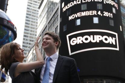 El consejero delegado de Groupon, Andrew Mason, ayer en Nueva York.