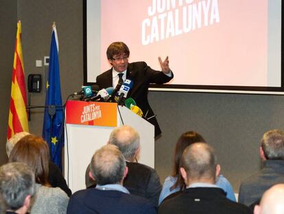 Carles Puigdemont presenta en Brujas (B&eacute;lgica) su candidatura a las elecciones catalanas del 21 de diciembre.