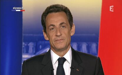 Sarkozy, en un momento de su discurso a la nación con motivo del año nuevo.