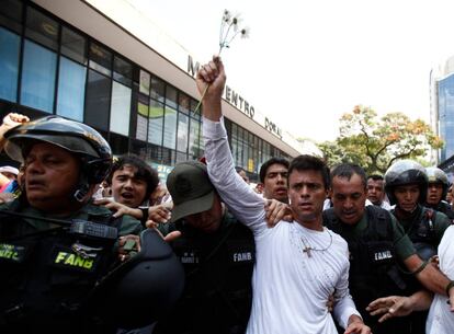 Leopoldo López en una protesta.