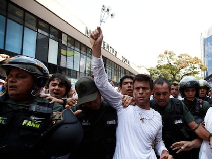 Leopoldo López durante uma manifestação