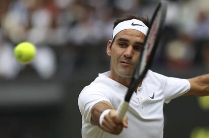 Roger Federer durante la final ante el croata Martin Cilic.