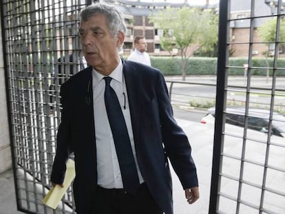 Ángel María Villar arrives in court in Madrid on July 6.