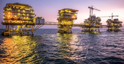 Instalación petrolera de Aramco en el Golfo Pérsico.