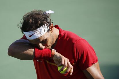 Rafael Nadal durante el partido que le enfrentó a  Nishikori de Japon.