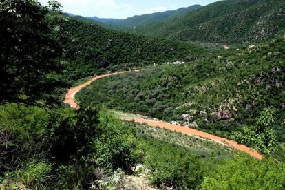 El r&iacute;o Sonora, contaminado por un vertido de sulfato de cobre acidulado en una imagen del 12 de agosto