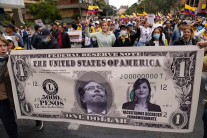 Una manifestación en contra del Gobierno de Gustavo Petro, en Bogotá, el pasado 15 de febrero.
