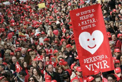 Manifestación contra la modificación de la regulación del aborto.