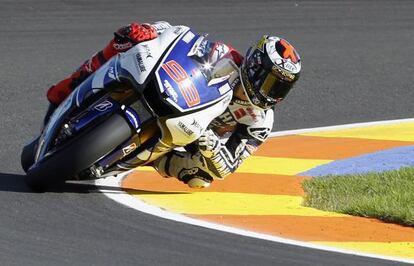 El piloto Jorge Lorenzo durante el Gran Premio de Valencia