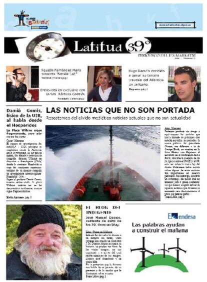 El periódico del instituto público Marratxí, de Mallorca, fue escogido por su originalidad y sensibilidad. Abre con una información a cuatro columnas que dice: "Las noticias que no son portada".