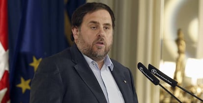 Oriol Junqueras, este jueves, en Madrid.