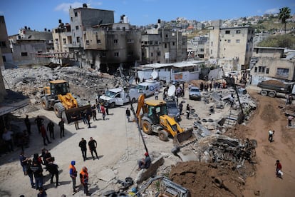 Destrozos en el campo de refugiados de Nur Chams tras la operación israelí, este domingo en Cisjordania.