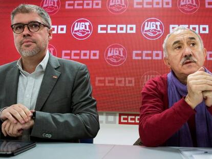 Los l&iacute;deres de CCOO y UGT, Unai Sordo y Pepe &Aacute;lvarez.