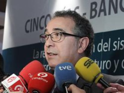 Miguel Montes, director general de Banco Sabadell, durante las jornadas sobre la reestructuración del sistema financiero organizadaspor el Banco Sabadell y el diario Cinco Días