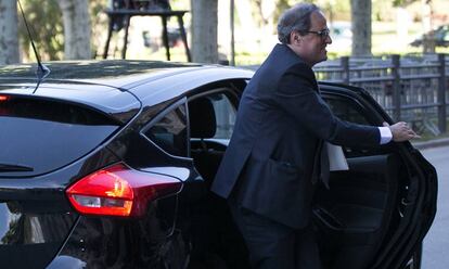 El candidat a la presidència de la Generalitat, QuimTorra, en la seva arribada al Parlament, el 14 de maig del 2018.