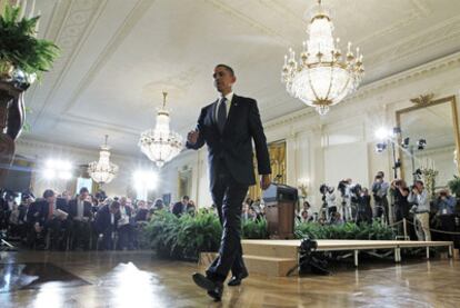 El presidente Barack Obama, tras contestar a las preguntas de los periodistas en una rueda de prensa en la Casa Blanca.