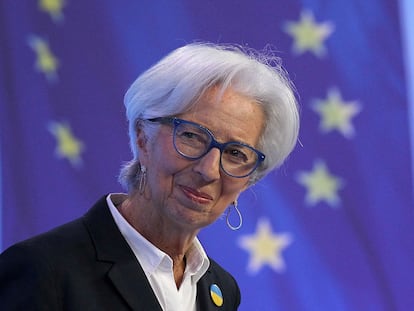 La presidenta del BCE, Christine Lagarde, durante la última reunión de la institución en Fráncfort.