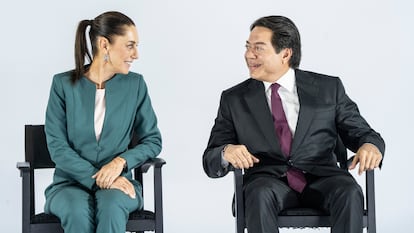 Claudia Sheinbaum y Mario Delgado, en Ciudad de México, el 4 de julio de 2024.