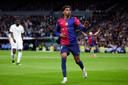 Lamine Yamal, en un partido con el Barça.