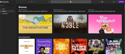 Interfaz de la nueva versión web de Apple podcast