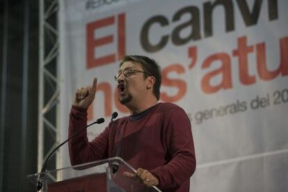 El historiador Xavier Domènech, en el acto de este domingo.