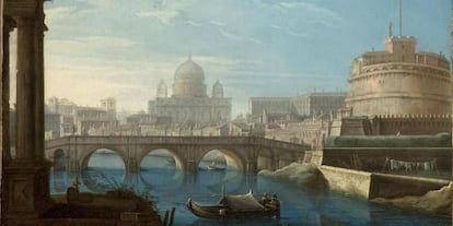 Veduta de Roma con el Castillo Santo Angelo y el Vaticano