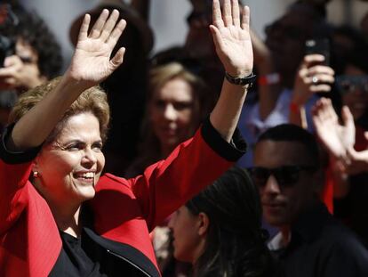 Dilma no ato de Primeiro de Maio em São Paulo.