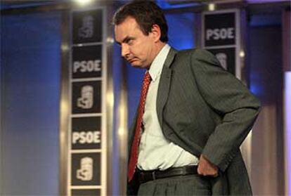 José Luis Rodríguez Zapatero, ayer en la sede del PSOE.