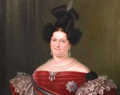 Retrato de la reina María Cristina de Borbón-Dos Sicilias, de Luis de la Cruz, de 1833, en el Museo del Prado.