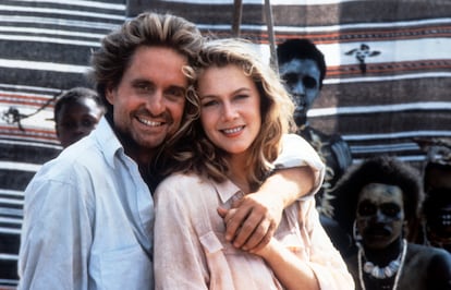 Michael Douglas y Kathleen Turner en 'La joya del Nilo'.