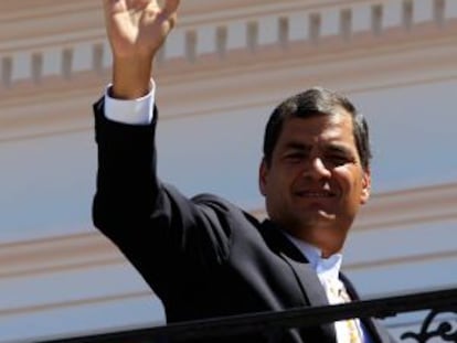 Correa, en el Palacio de Gobierno en Quito.