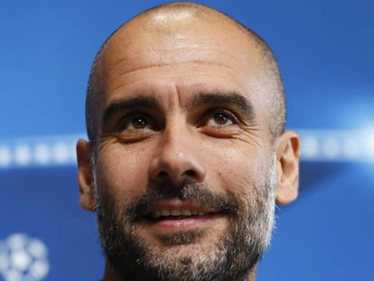 Guardiola, durante a coletiva de imprensa.