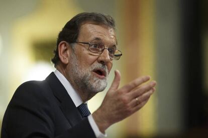 Mariano Rajoy, durante su intervenci&oacute;n en el Congreso. 