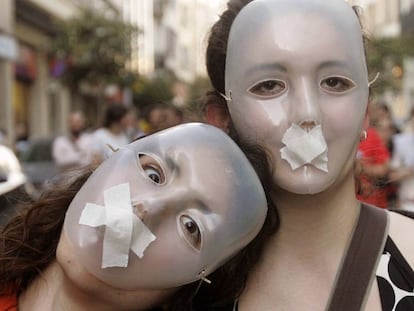 Protesta contra los recortes en pol&iacute;tica cultural en Galicia.