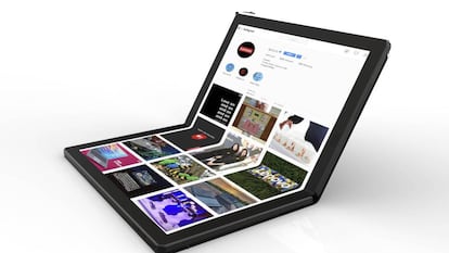 Imagen de Lenovo de su primer portátil con pantalla plegable.